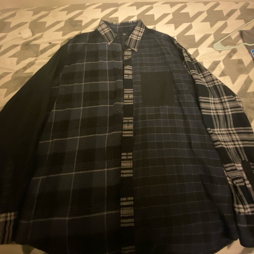 UniQlo Flannel - different shades on blue patterns
